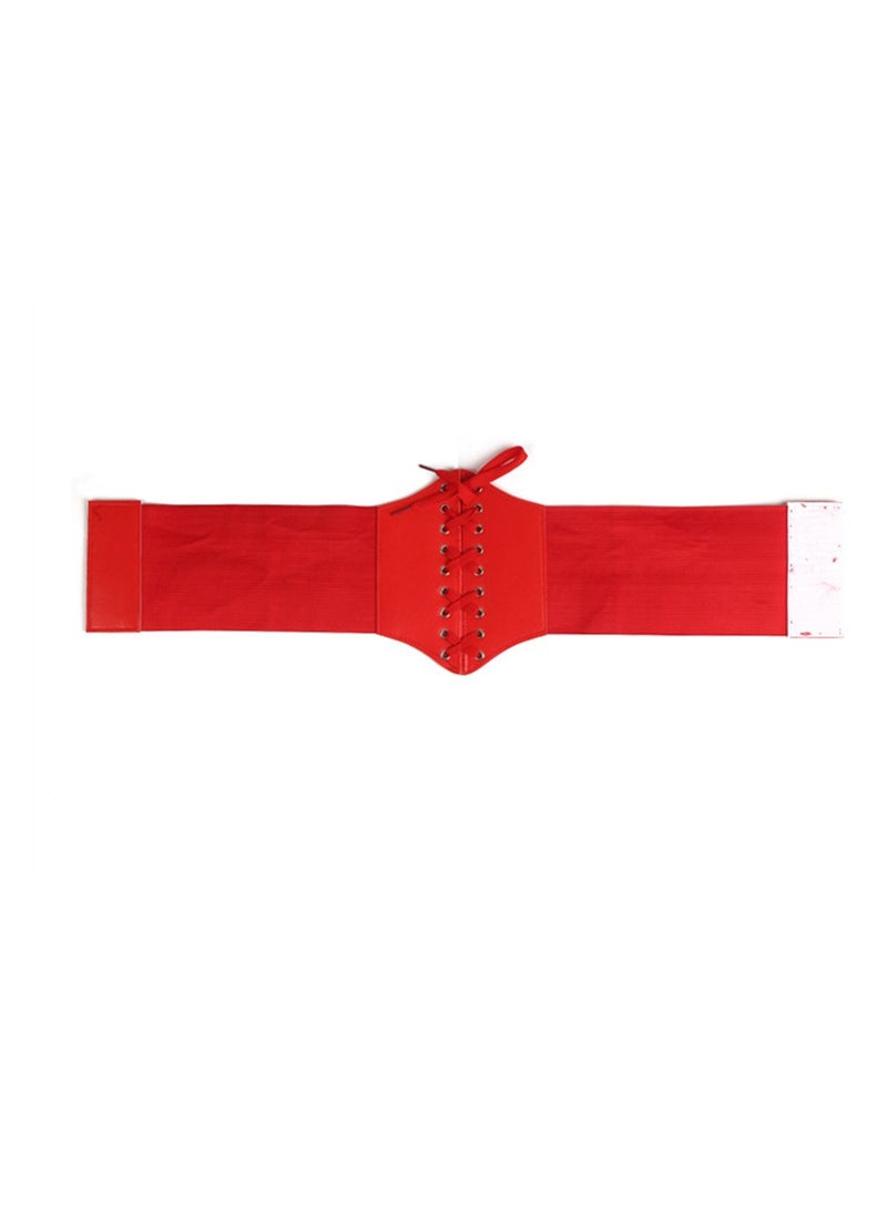 Loquat Plastic Waist Lace-up Women's Super Wide Fashion Korean Palace Waist Seal Red  - Image 1