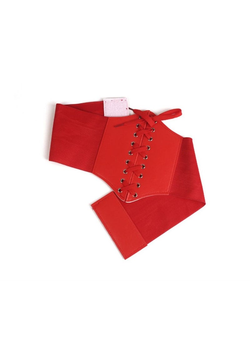 Loquat Plastic Waist Lace-up Women's Super Wide Fashion Korean Palace Waist Seal Red  - Image 3