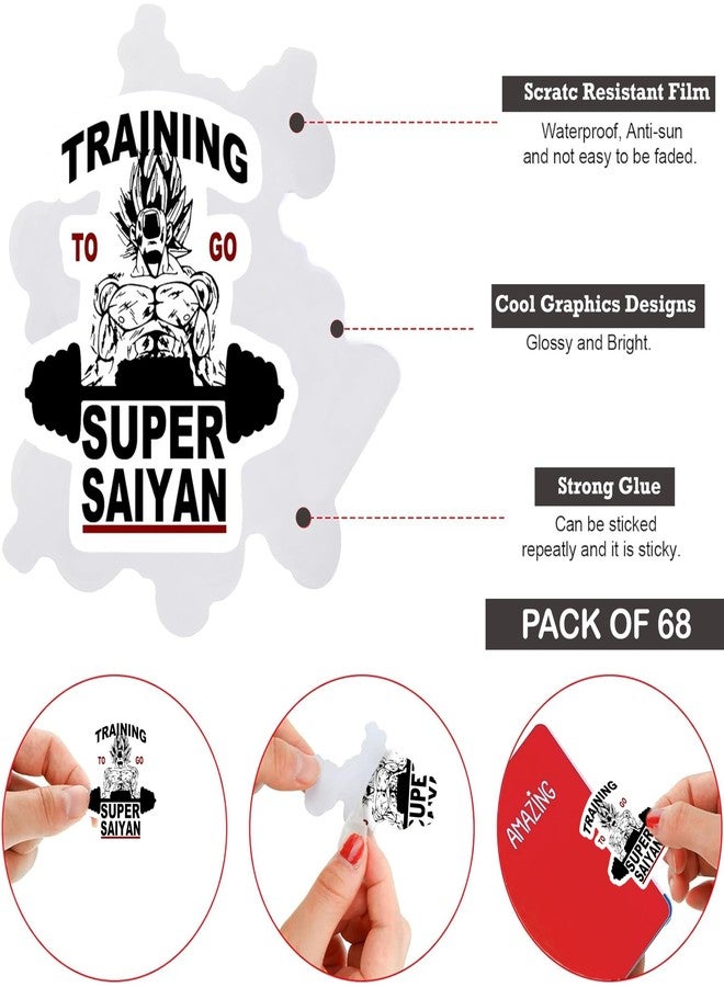True Flair Trueflair Gym Vinyl Stickers Pack of 68, Random Designs, for Laptop, Journal, Bike Helmet, Diary, Guitar, Mobile, Waterproof, Self-Adhesive (Gym) - Image 5
