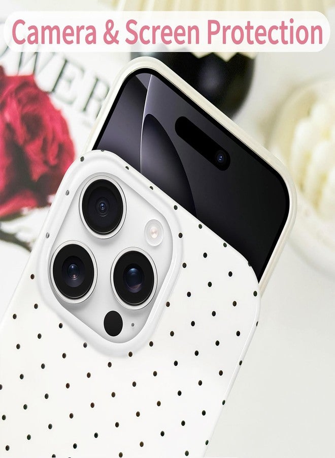 Hython for iPhone 16 Pro Case Cute Polka Dot Aesthetic Design Simple Cover 6.3", Thin Slim Anti-Scratch Soft TPU Bumper Shockproof Rubber Protective Phone Cases for Women Girls Girly Boys, White - Image 3