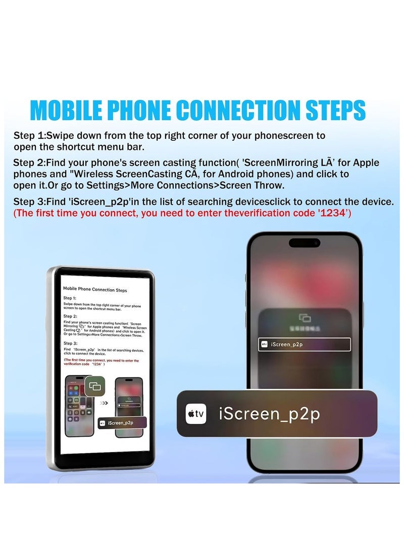 ELTRAZONE Magnetic Phone Vlog Selfie Monitor Screen with Real-Time Mirroring | Portable Wireless Casting Device for Live Streaming, Content Creators & Vloggers | Phone-to-Phone Display Mirror for iOS & Android | No App Needed | Easy Setup | Lightweight Design  - Image 3