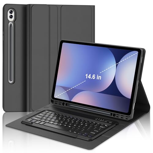 SENGBIRCH Keyboard Case for Samsung Galaxy S10 Ultra/S9 Ultra/S8 Ultra 14.6in Case with Bluetooth Keyboard for Galaxy Tab S10Ultra Book Cover with S Pen Holder, Slim and Portable Keypad Protector Folio, Black - Image 1