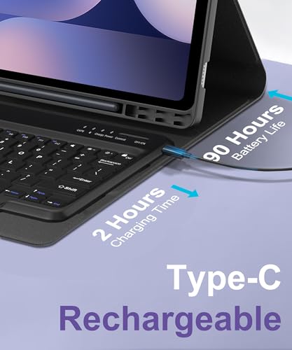SENGBIRCH Keyboard Case for Samsung Galaxy S10 Ultra/S9 Ultra/S8 Ultra 14.6in Case with Bluetooth Keyboard for Galaxy Tab S10Ultra Book Cover with S Pen Holder, Slim and Portable Keypad Protector Folio, Black - Image 3