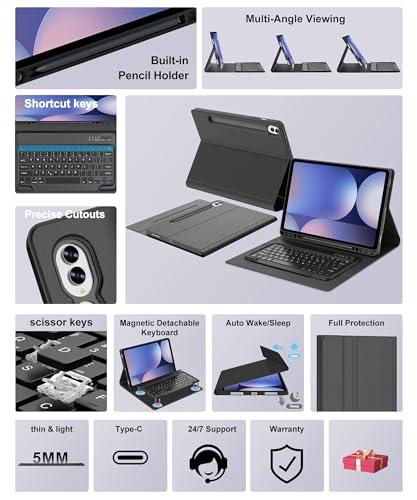 SENGBIRCH Keyboard Case for Samsung Galaxy S10 Ultra/S9 Ultra/S8 Ultra 14.6in Case with Bluetooth Keyboard for Galaxy Tab S10Ultra Book Cover with S Pen Holder, Slim and Portable Keypad Protector Folio, Black - Image 5