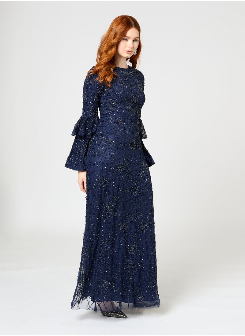 Ines Modest Embellished Sequin Maxi Dress