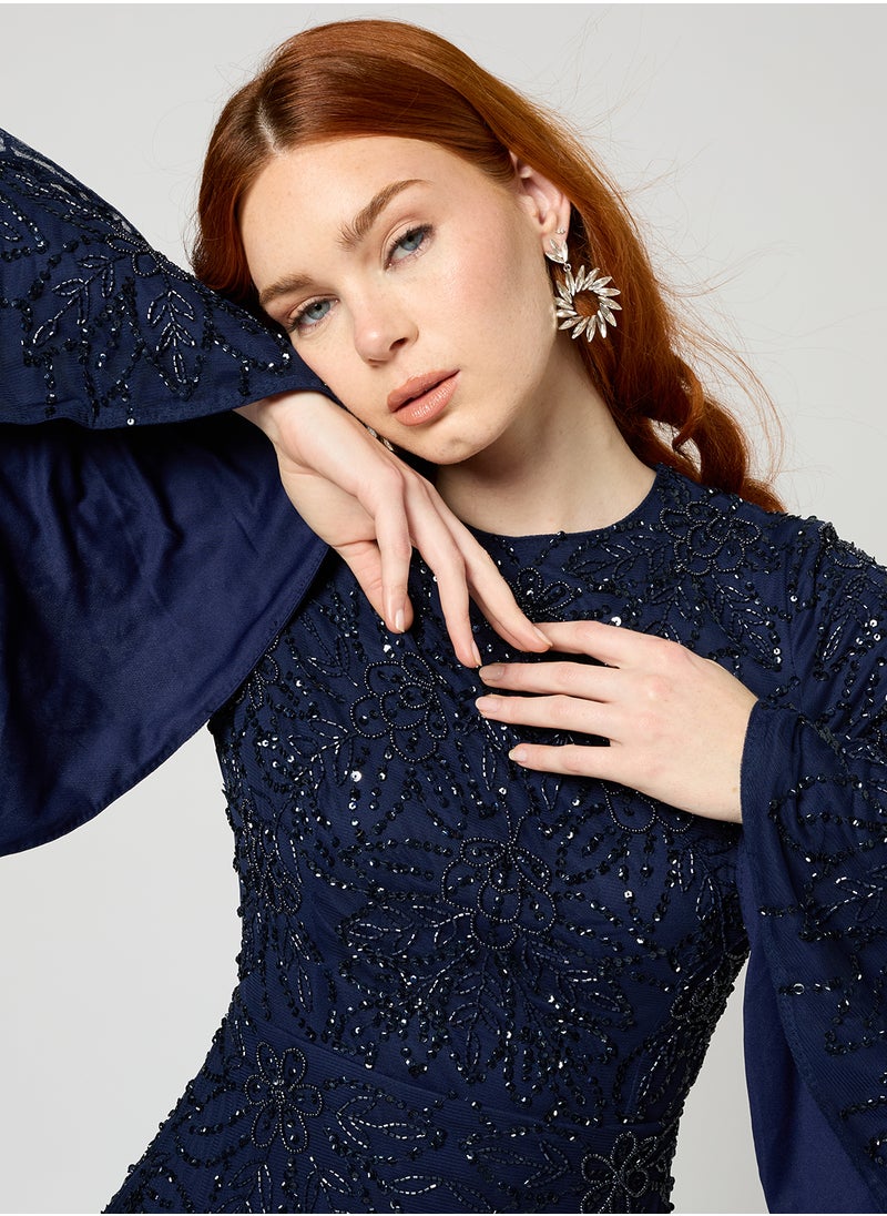 Ines Modest Embellished Sequin Maxi Dress