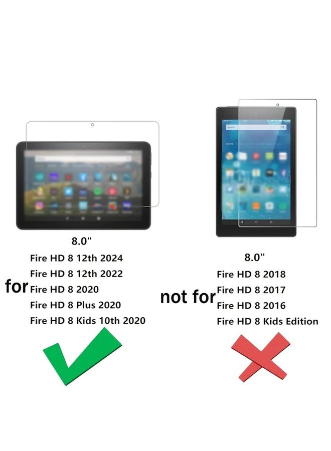 2 قطعة حامي شاشة من الزجاج المقوى صلب 9H لجهاز Fire HD 8 2020 2022 2024 - Image 3