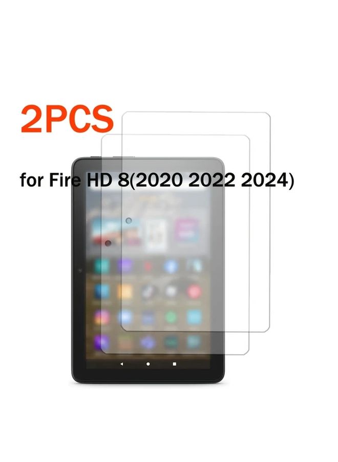 2 قطعة حامي شاشة من الزجاج المقوى صلب 9H لجهاز Fire HD 8 2020 2022 2024 - Image 1