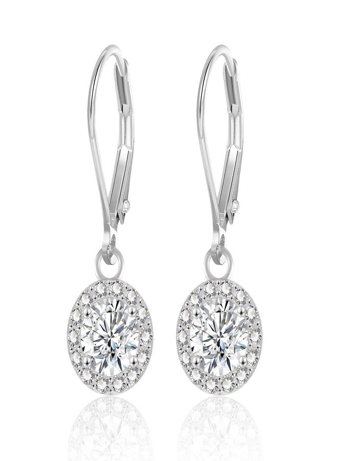 أليكس كرافت أقراط من الفضة الإسترلينية، أقراط متدلية بمشبك خلفي للنساء، مرصعة بحجر الزركونيا المكعب والمويسانيت، أقراط دائرية صغيرة، مجوهرات مضادة للحساسية لحفلات الزفاف والعرائس - Image 1