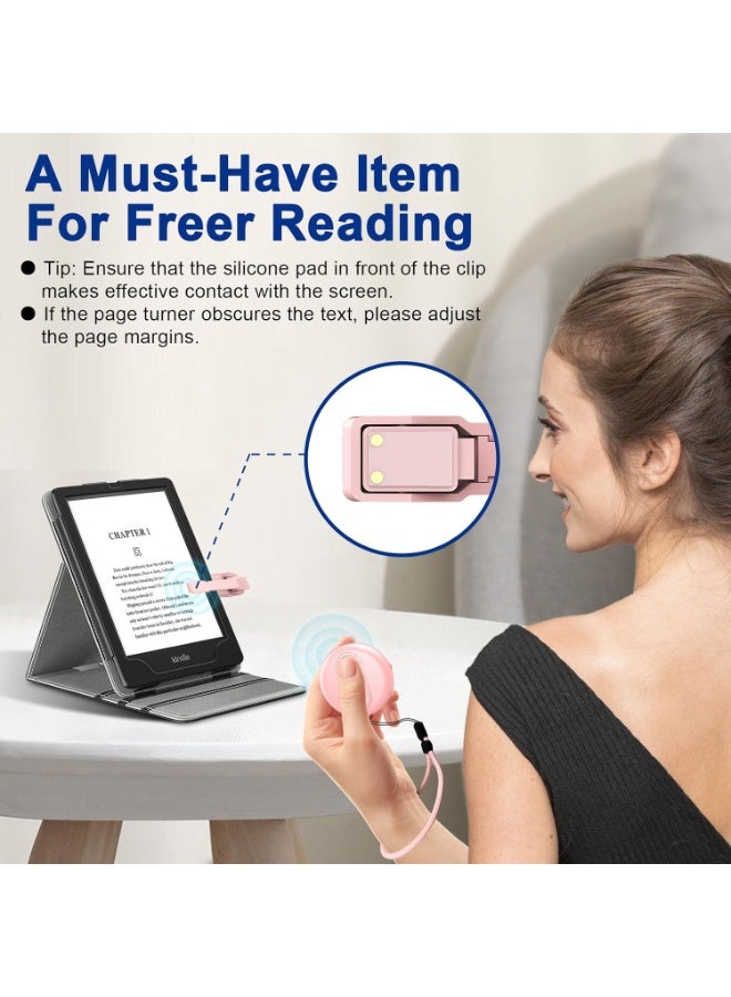Relex Remote Control Page Turner Ring for Paperwhite, Oasis Bluetooth E-Reader Controller E-book Page Turner TikTok Ring Camera Shutter (Pink) - Image 3