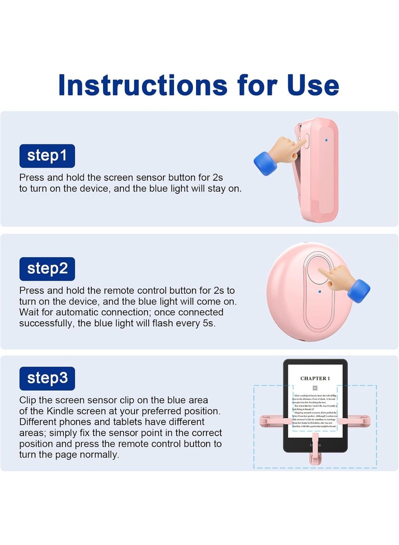 Relex Remote Control Page Turner Ring for Paperwhite, Oasis Bluetooth E-Reader Controller E-book Page Turner TikTok Ring Camera Shutter (Pink) - Image 4