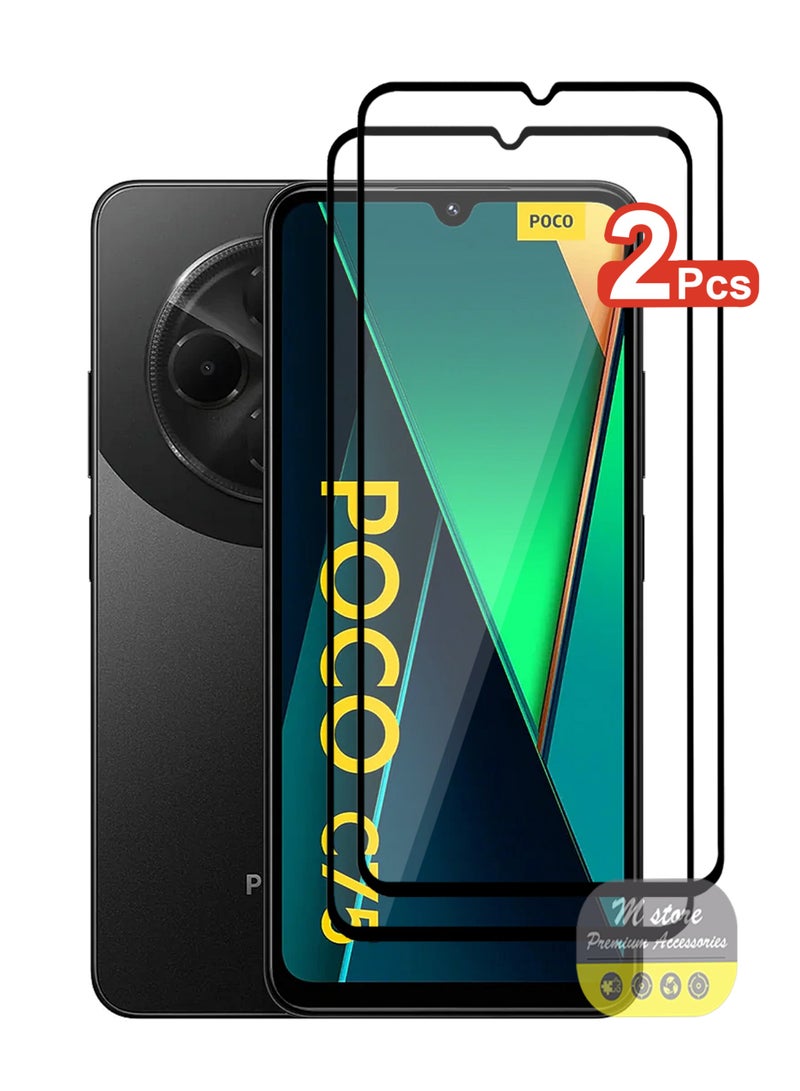 2 قطع واقي شاشة Xiaomi POCO C75 – واقي زجاجي مقسى من الحافة إلى الحافة، عالي الشفافية، لمسة دقيقة، مضاد للانفجار، حواف سلسة، تركيب سهل - Image 1