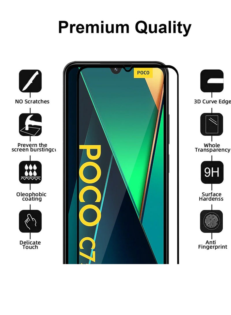 2 قطع واقي شاشة Xiaomi POCO C75 – واقي زجاجي مقسى من الحافة إلى الحافة، عالي الشفافية، لمسة دقيقة، مضاد للانفجار، حواف سلسة، تركيب سهل - Image 2