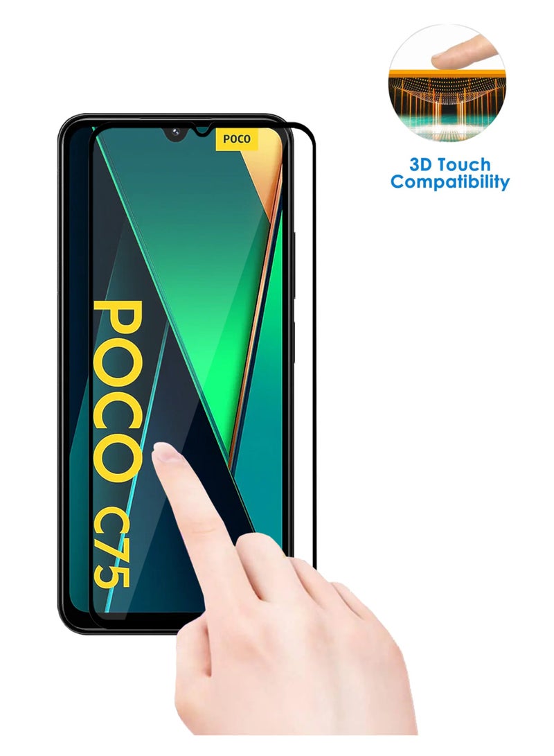 2 قطع واقي شاشة Xiaomi POCO C75 – واقي زجاجي مقسى من الحافة إلى الحافة، عالي الشفافية، لمسة دقيقة، مضاد للانفجار، حواف سلسة، تركيب سهل - Image 4