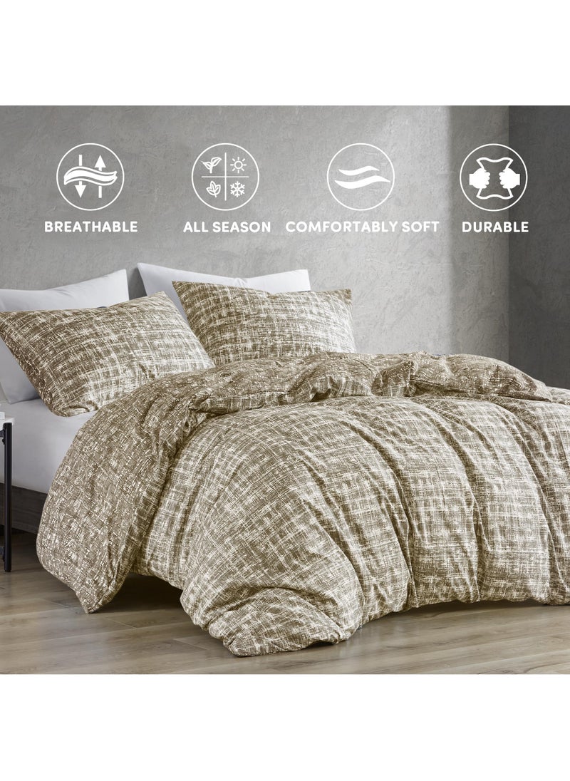 Comfort Spaces Comfort Spaces King Duvet Cover Set - Taupe Bedding for All Season  Ultra Soft 3 Pieces Reversible Duvet Cover with 2 Matching Shams  Button Closure  Machine Washable  King/Cal King  - Image 3
