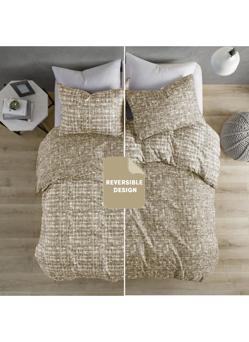 Comfort Spaces Comfort Spaces King Duvet Cover Set - Taupe Bedding for All Season  Ultra Soft 3 Pieces Reversible Duvet Cover with 2 Matching Shams  Button Closure  Machine Washable  King/Cal King  - Image 2