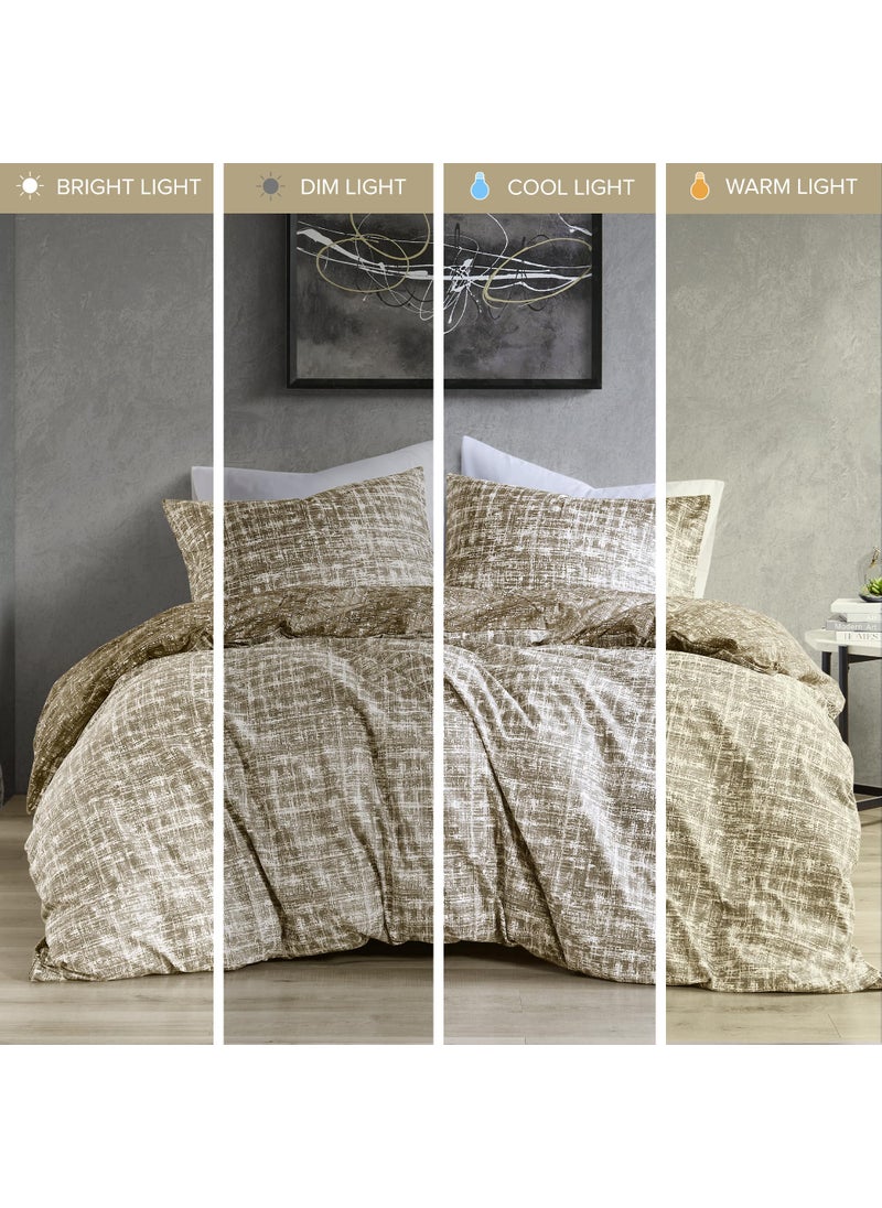 Comfort Spaces Comfort Spaces King Duvet Cover Set - Taupe Bedding for All Season  Ultra Soft 3 Pieces Reversible Duvet Cover with 2 Matching Shams  Button Closure  Machine Washable  King/Cal King  - Image 5