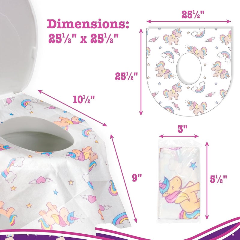 Potty Shields Toilet Seat Covers Disposable 40 pk Unicorns  XL Waterproof Toilet Cover for Toddlers Kids  Adults  Portable  Individually Wrapped for Travel Potty Training Public Restrooms - Image 2