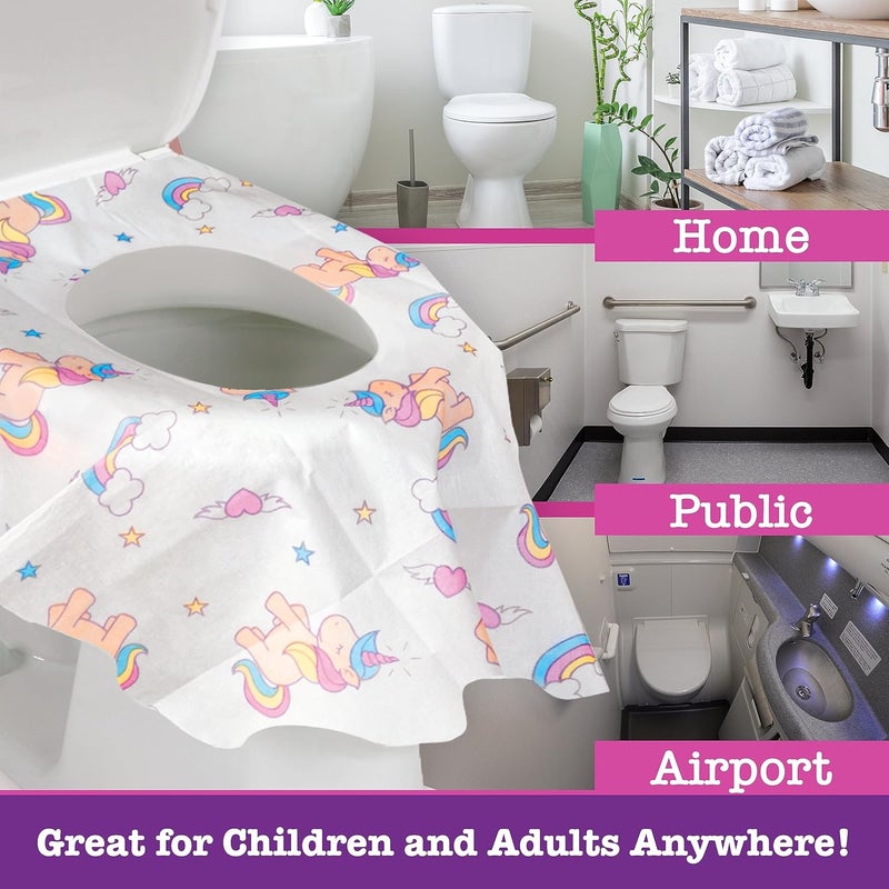 Potty Shields Toilet Seat Covers Disposable 40 pk Unicorns  XL Waterproof Toilet Cover for Toddlers Kids  Adults  Portable  Individually Wrapped for Travel Potty Training Public Restrooms - Image 5