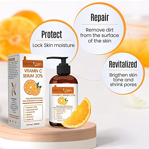 DERMAXGEN Organic 20 Vitamin C Serum for Face Natural AntiWrinkle Serum with Hyaluronic Acid Vitamin E AntiAging Moisturizer for Fine Lines Dark Spots Hyperpigmentation 8 Fl oz - Image 5