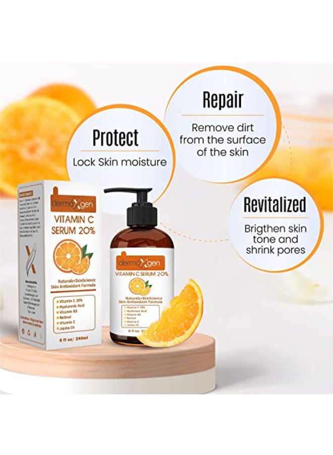 DERMAXGEN Organic 20 Vitamin C Serum for Face Natural AntiWrinkle Serum with Hyaluronic Acid Vitamin E AntiAging Moisturizer for Fine Lines Dark Spots Hyperpigmentation 8 Fl oz - Image 4