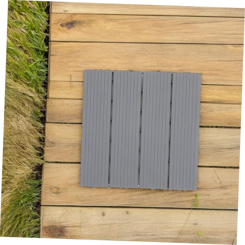 DOITOOL 4pcs Self-Assemble Interlocking Deck Tiles Realistic Wood Texture Outdoor Floor for Patio Balcony Garden Weatherproof - Image 5