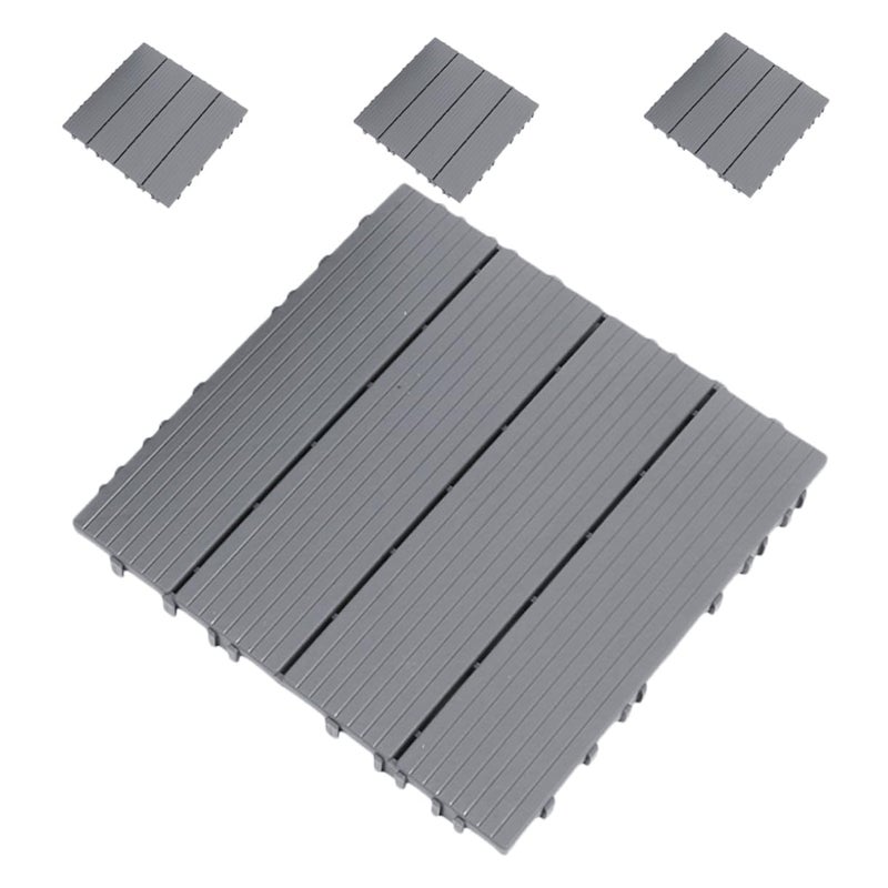 DOITOOL 4pcs Self-Assemble Interlocking Deck Tiles Realistic Wood Texture Outdoor Floor for Patio Balcony Garden Weatherproof - Image 1