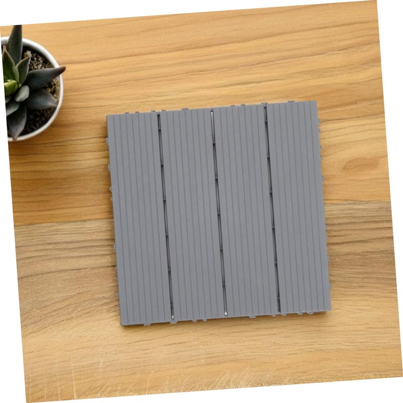 DOITOOL 4pcs Self-Assemble Interlocking Deck Tiles Realistic Wood Texture Outdoor Floor for Patio Balcony Garden Weatherproof - Image 4