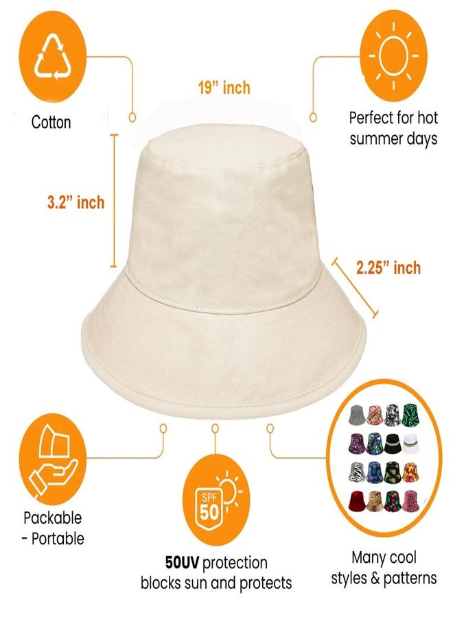 Coreteq Floppy Bucket Hat Summer Beach Sun Protection Soft Cotton Men Stylish Casual Cap Fisherman Travel Outdoor Hiking Trekking Round Top Hats for Unisex Fitting, Natural White - Free Size - Image 5