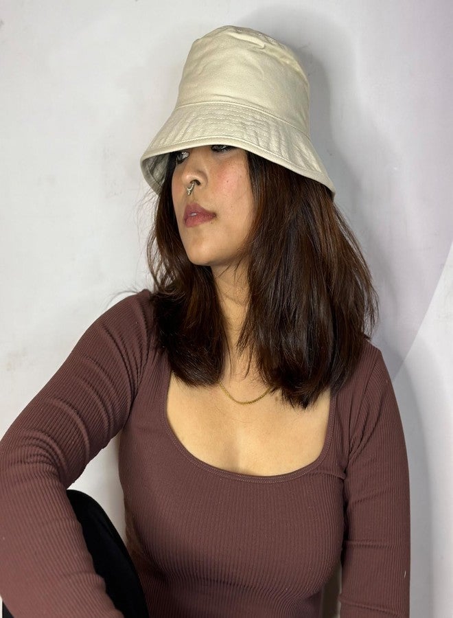 Coreteq Floppy Bucket Hat Summer Beach Sun Protection Soft Cotton Men Stylish Casual Cap Fisherman Travel Outdoor Hiking Trekking Round Top Hats for Unisex Fitting, Natural White - Free Size - Image 3
