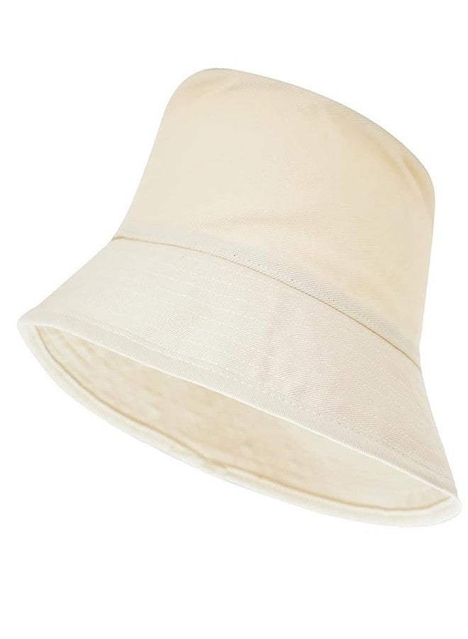 Coreteq Floppy Bucket Hat Summer Beach Sun Protection Soft Cotton Men Stylish Casual Cap Fisherman Travel Outdoor Hiking Trekking Round Top Hats for Unisex Fitting, Natural White - Free Size - Image 1