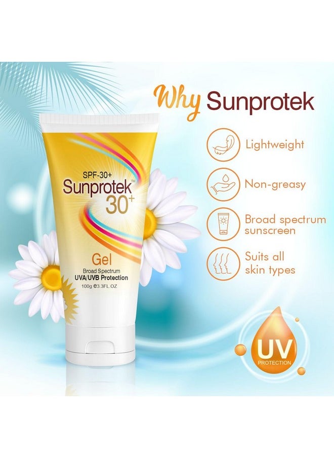 Salvia - Salve Sunprotek Spf 30+ Broad Spectrum Sunscreen Gel With Nano Technology Protects Skin From Harmful Uva & Uvb Rays Nongreasy Sun Shield Formula Waterbased Gel All Skin Types100 Gm - Image 1
