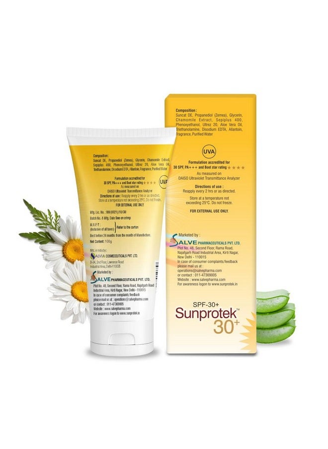 Salvia - Salve Sunprotek Spf 30+ Broad Spectrum Sunscreen Gel With Nano Technology Protects Skin From Harmful Uva & Uvb Rays Nongreasy Sun Shield Formula Waterbased Gel All Skin Types100 Gm - Image 1