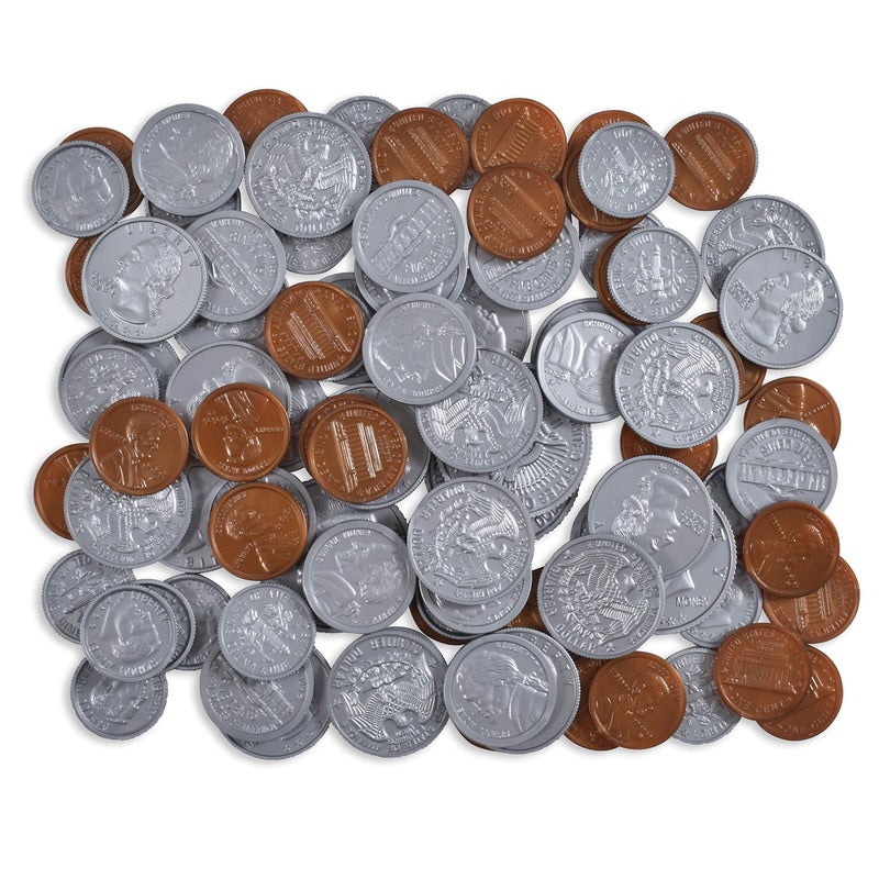 LEARNING ADVANTAGE Play Coin Set - 94 Plastic Coins - Pretend Money Designed Like Real Currency - Count Change With Toy Money - Image 2