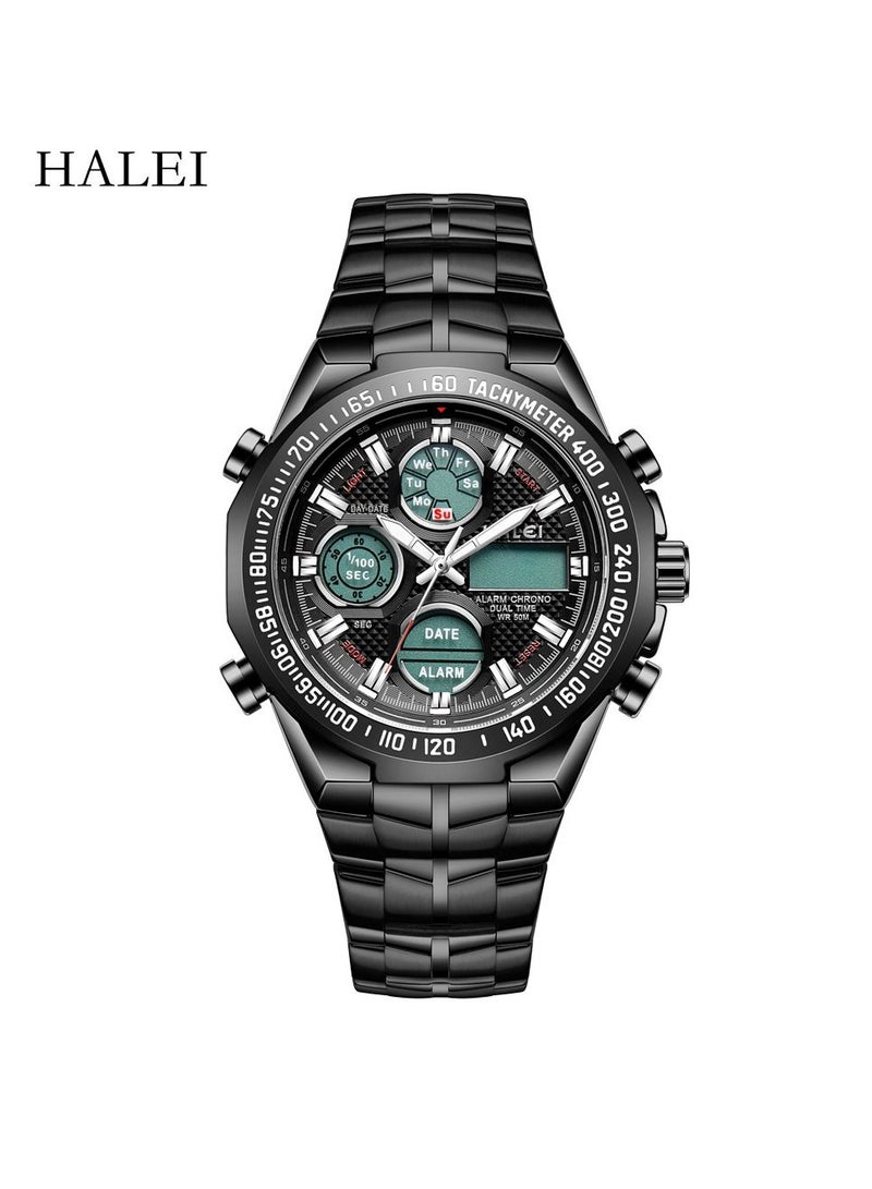 HALEI Harley Men's Simple Sports Style Quartz Watch - with Date, 30M Water Resistant, Business Casual Multifunctional Watch - Image 1