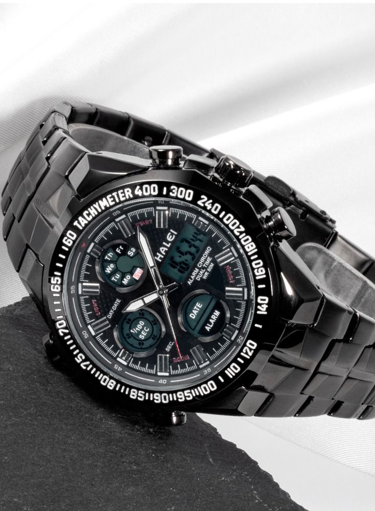 HALEI Harley Men's Simple Sports Style Quartz Watch - with Date, 30M Water Resistant, Business Casual Multifunctional Watch - Image 5