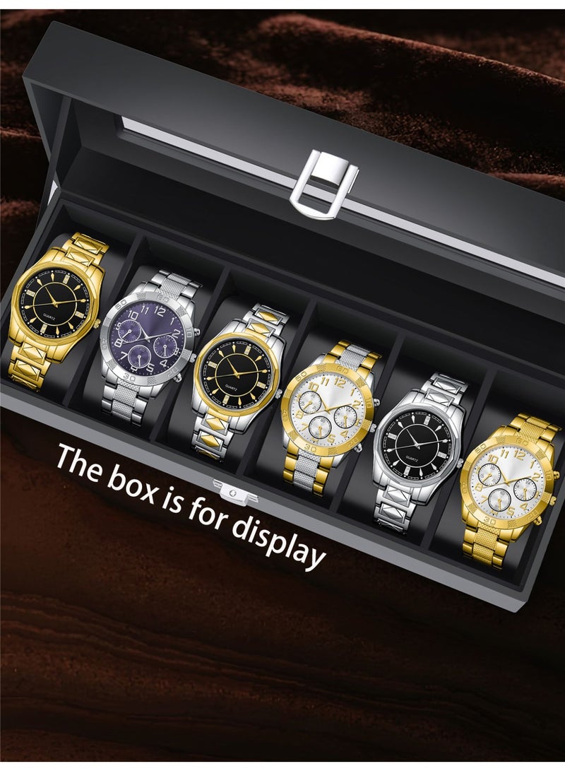 6PCS watch combination set, stainless steel quartz watch, suitable for his perfect birthday present. - Image 1