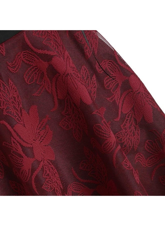 FEOYA Women's Vintage Steampunk Dress Spaghetti Strap Bandage Dresses Floral Lace High Low Dress Lolita Halloween Costumes, A-red, XL - Image 5