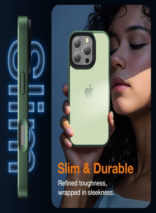 جراب Yriklso لهاتف iPhone 16 Pro Max، مقاوم للصدمات، حماية من السقوط بمعايير عسكرية، غطاء خلفي صلب رفيع وشفاف، أخضر مطفي - Image 5