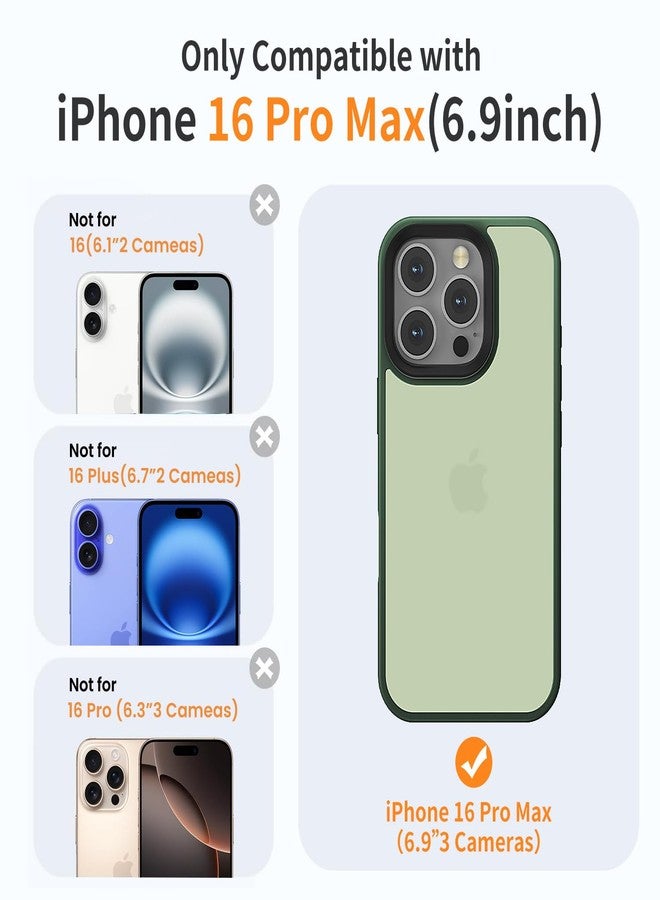 جراب Yriklso لهاتف iPhone 16 Pro Max، مقاوم للصدمات، حماية من السقوط بمعايير عسكرية، غطاء خلفي صلب رفيع وشفاف، أخضر مطفي - Image 2