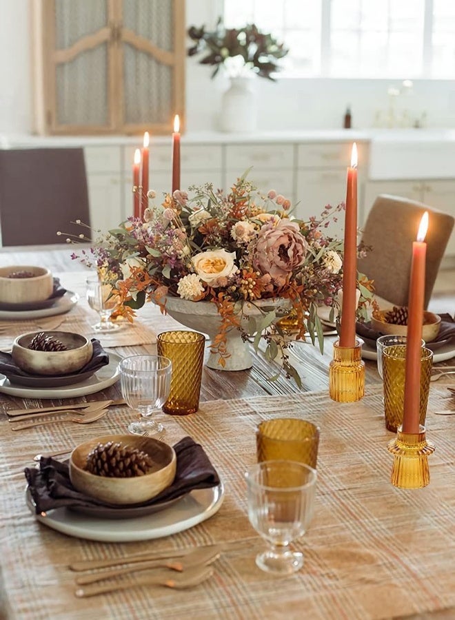 DUNISO 3Pcs Candle Holders，Glass Candle Holders for Taper Candles,Pillar Candles and Tealight Candles,for Table Centerpieces, Wedding Decor and Dinner Party ，Amber  - Image 5