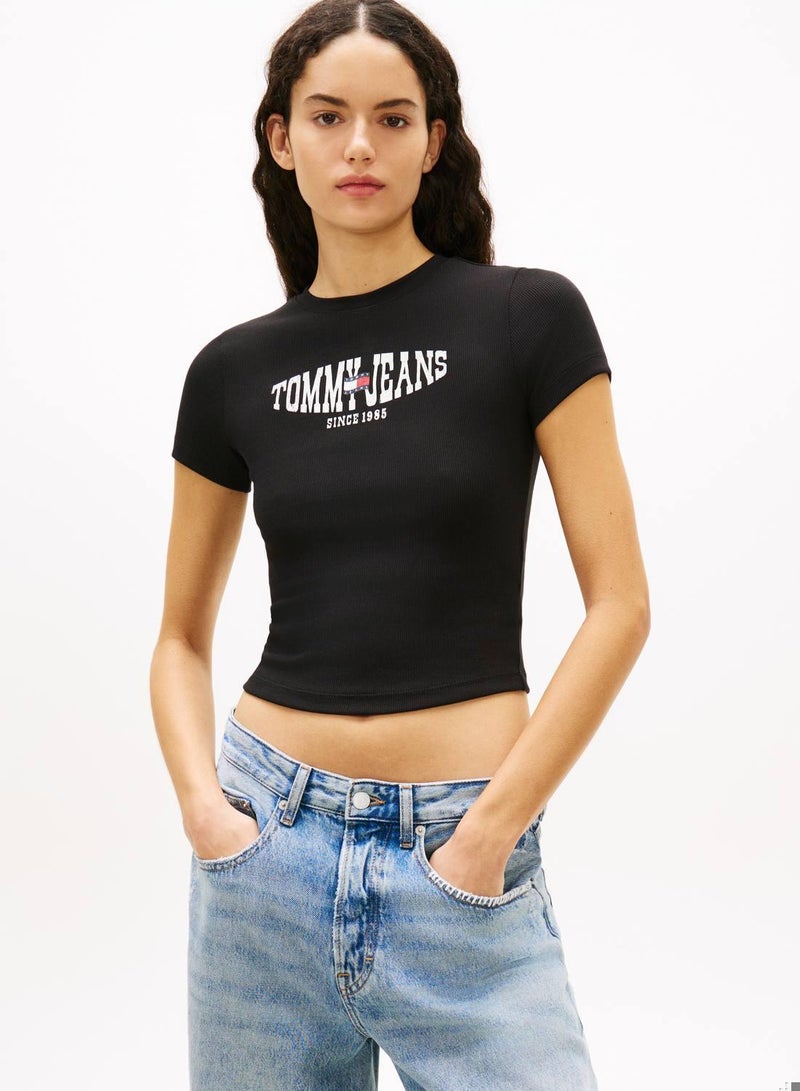 TOMMY JEANS Wavy Flag Ribbed Slim T-Shirt - Image 1