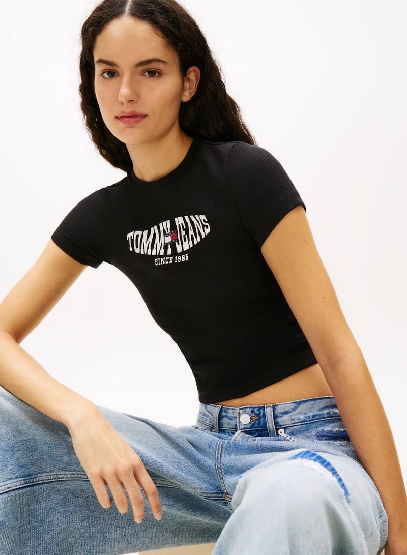 TOMMY JEANS Wavy Flag Ribbed Slim T-Shirt - Image 4