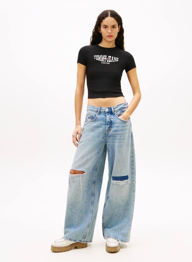 TOMMY JEANS Wavy Flag Ribbed Slim T-Shirt - Image 2