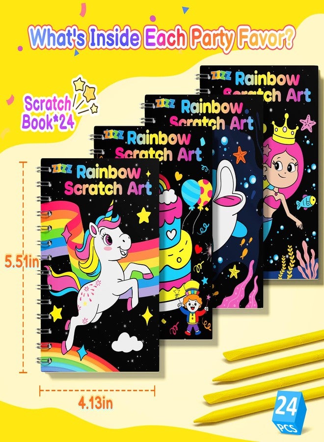 ZIZZ Rainbow Scratch-Paper Party Favors Kids: 24Packs Art Craft Christmas Gift for Girls Boys Bulk Party Supplies Toy Scratch Art Goodie Bag Stuffers Classroom Prizes Student School Stocking Stuffers - Image 3