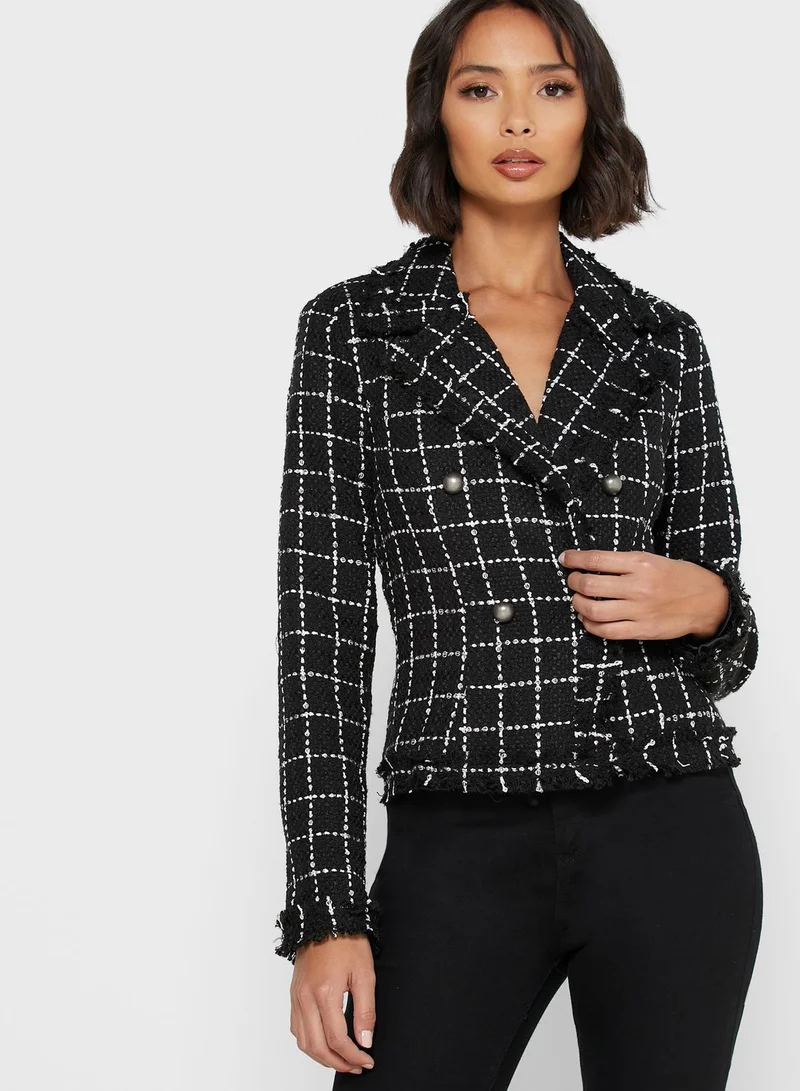 FOREVER 21 Double Breasted Checked Blazer