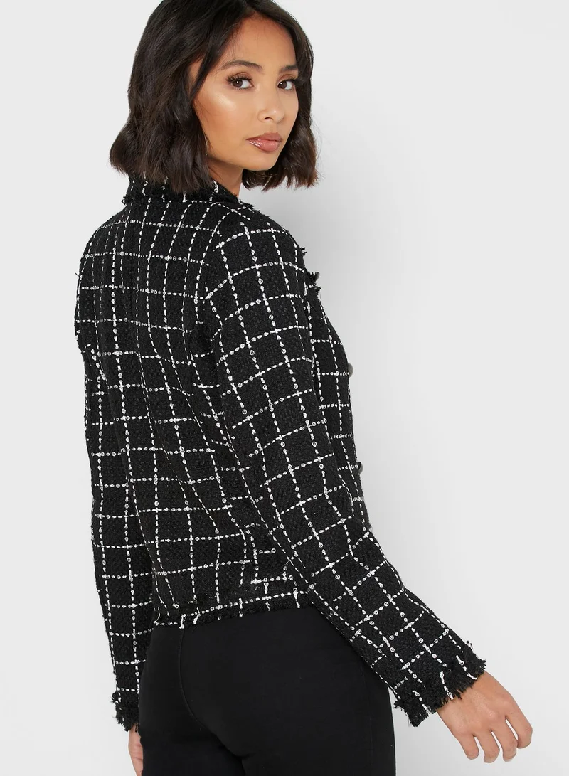 FOREVER 21 Double Breasted Checked Blazer