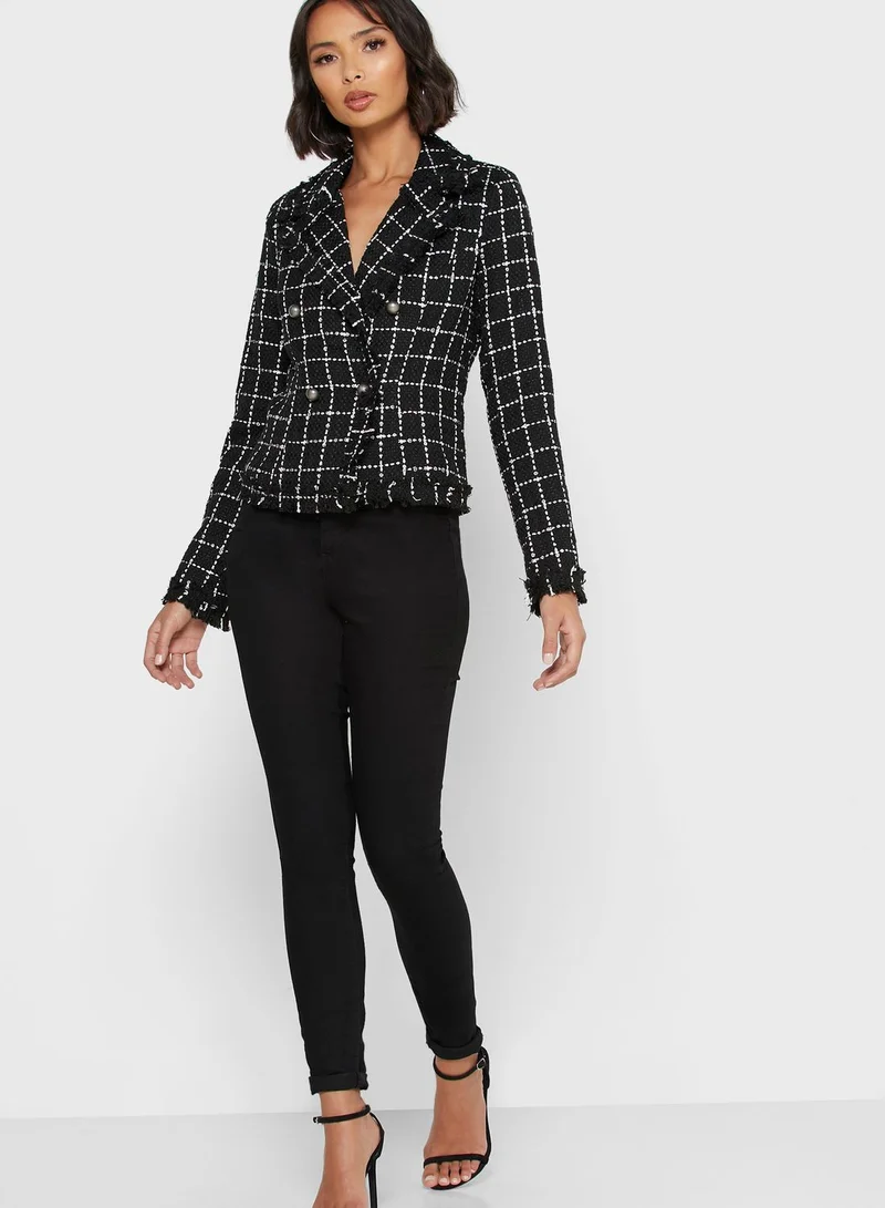 FOREVER 21 Double Breasted Checked Blazer