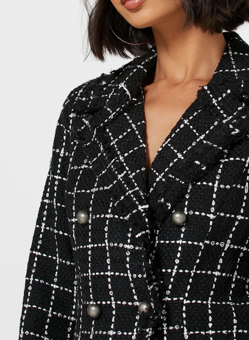 FOREVER 21 Double Breasted Checked Blazer
