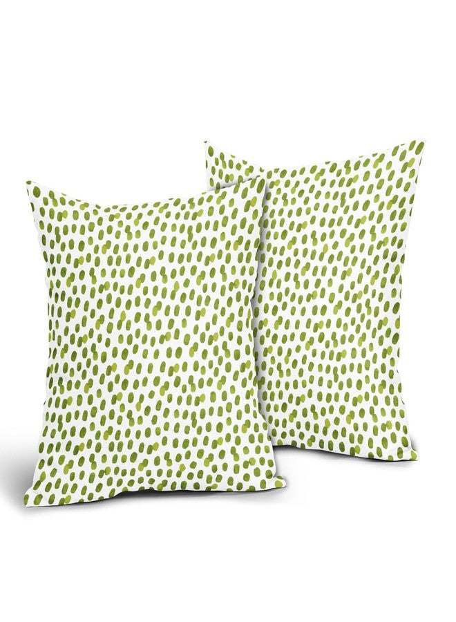 Anyako Boho Sage Green and White Pillowcase Set of 2 Green Boho Throw Pillows Square 18x18 Inch Bohemian Polka Dot Spring Pillow Cushion Covers Farmhouse Decor for Home Living Room Bed Couch Sofa Outdoor - Image 2